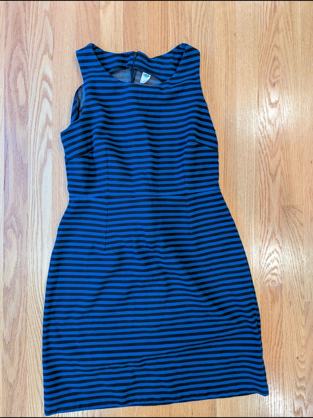 Old Navy Size L Black and Blue Striped Sleeveless Mini Dress